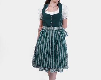 Dirndl Mona in Mystic Green – Traditionelles Bayerisches Oktoberfest Kleid für Damen mit Schürze – Individuelle Längen