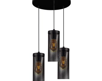 Lámpara colgante moderna, lámpara de araña minimalista, lámpara colgante negra, diseño retro estilo nórdico