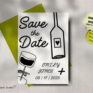 Hand Drawn Save the Date Template | Illustrated Wedding Invite | Quirky Boho Canva Card | Instant Download