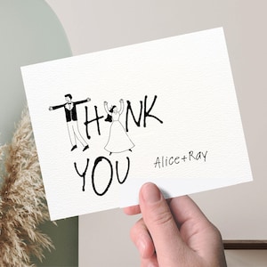 Editable Wedding Thank You Card | Hand Drawn Canva Template | Illustrated Reception Stationery | Instant Download