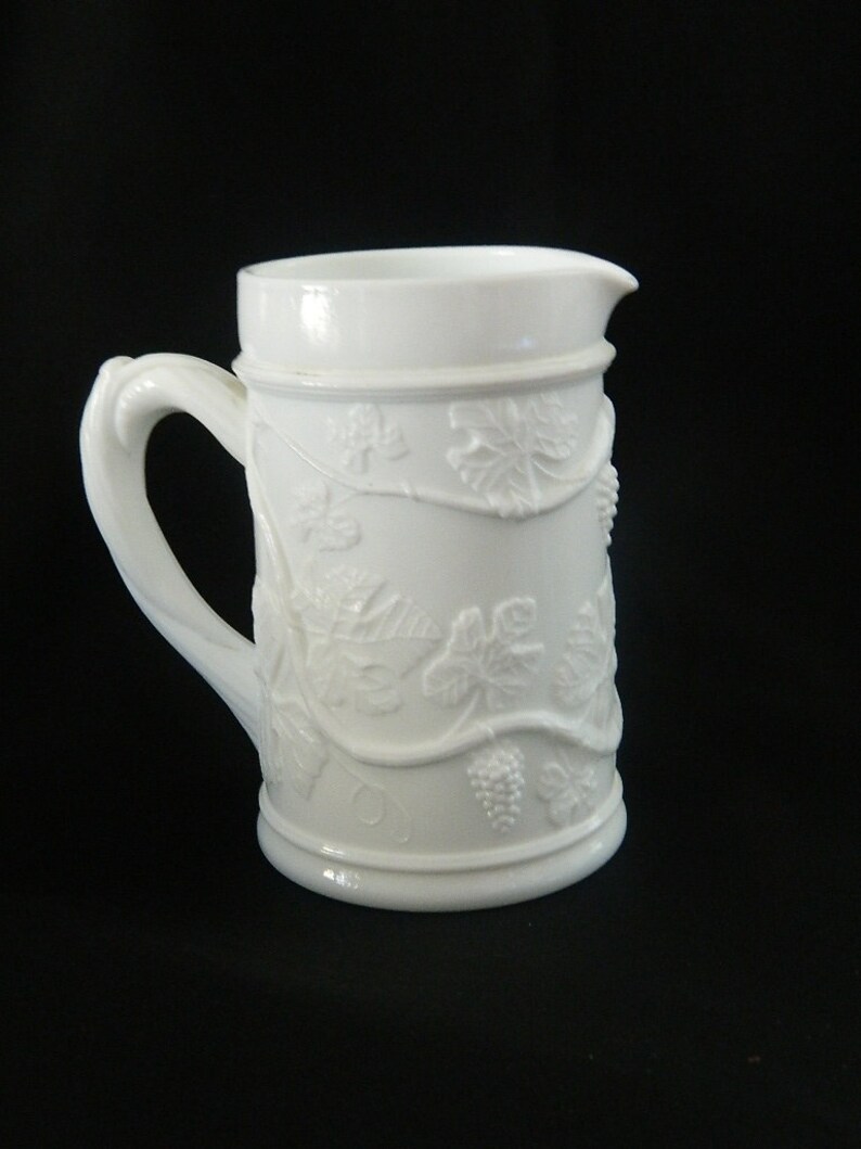 Small Milk Glass Pitcher Large Milk Glass Creamer Grape Etsy