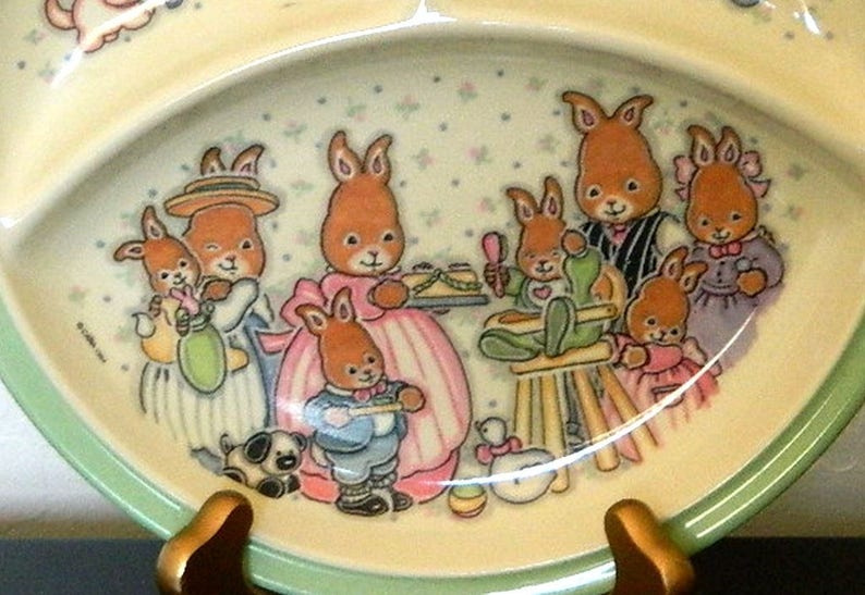 Bunny Family FREE SHIPPING Zak Designs Divided Melamine Plate Cara 1994 Children/'s Plate