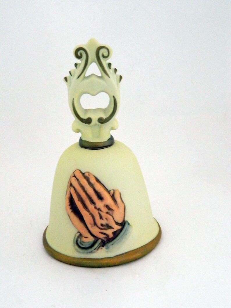 Homco Bisque Porcelain Bell Praying Hands in Bas Relief Etsy