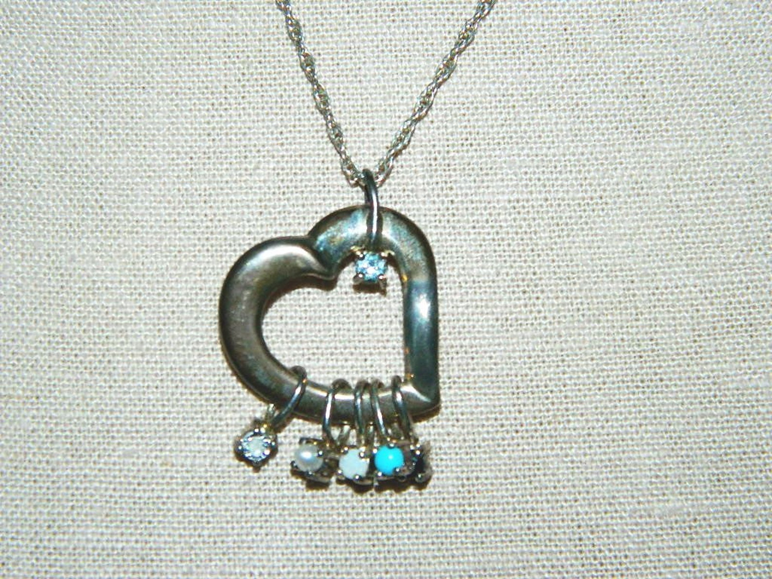Lenox Sterling Silver Heart With Diamonds and Genuine Stones Etsy