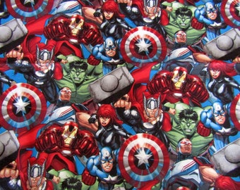 BonEful Fabric FQ Cotton Quilt Super Hero Captain America Sheild Comic Book Boy 