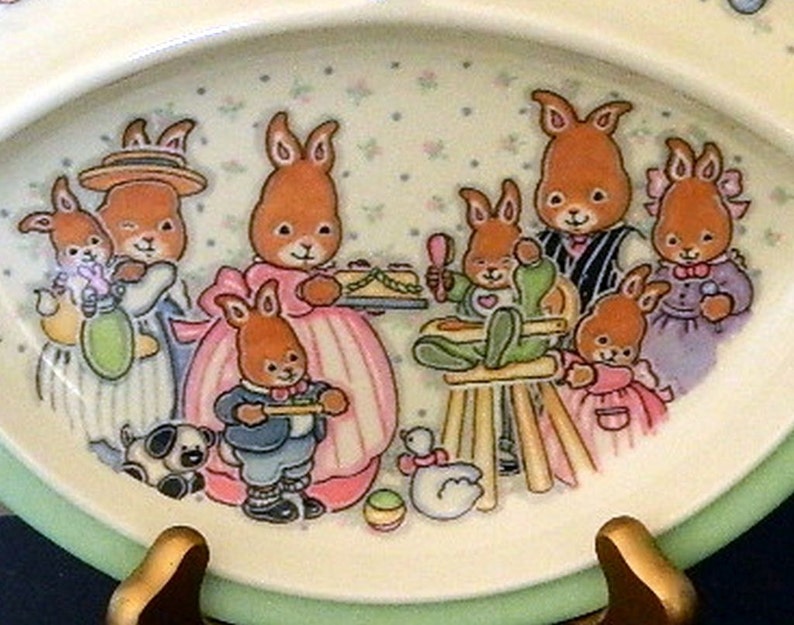 Bunny Family FREE SHIPPING Zak Designs Divided Melamine Plate Cara 1994 Children/'s Plate