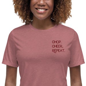 Chop Cheer Repeat Embroidered Tee – Minimalist FSU-Inspired Spirit Shirt - Football Baseball Softball