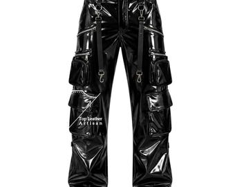 Shiny Nylon Patent Leather PVC Wetlook Shiny Nylon Pants | Unisex