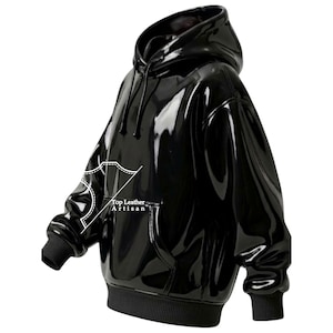 Glossy PVC Hoodie For Men and Women – Shiny Hood, Cyberpunk Goth Streetwear pullover