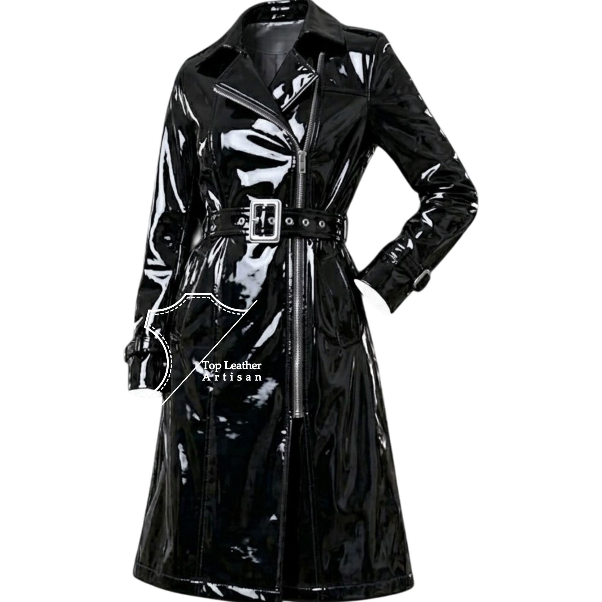 Glossy PVC Trench Coat – Waterproof Statement Fashion Jacket