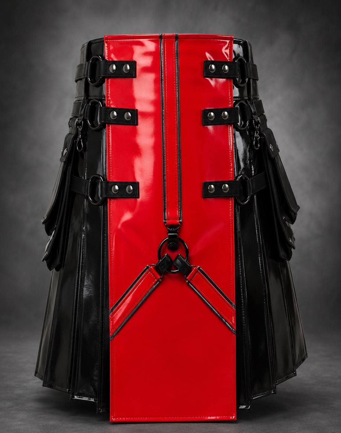 Handmade PVC Utility Kilt Cyberpunk Vinyl Kilt Skirt Gothic Festival Kilt Handmade Glossy PVC Cargo Kilt Custom Size