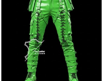 Handgemaakte pvc-techwear-broek voor heren en dames - goth-cyberpunkbroek met veterriemen, gespen en zakjes - punkrock streetwear