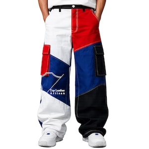 Y2K Baggy Cargo Pants Men Women, Color Block Wide Leg Pants, Harajuku Streetwear Trousers, Hip Hop Skater Pants