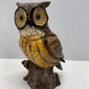 Vintage MCM Ceramic? Owl on Branch with Brightly Colored Chest  Japan