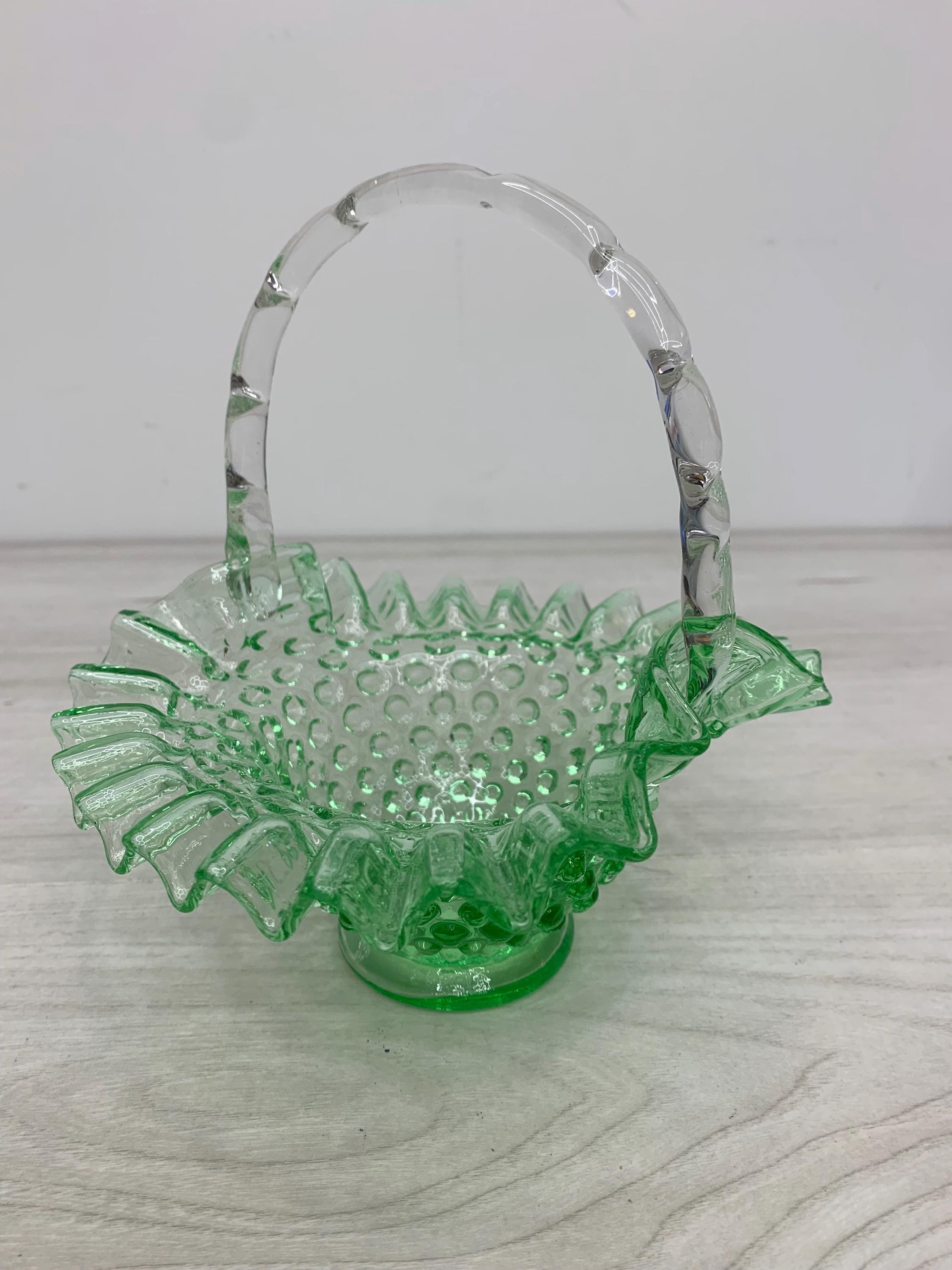 Fenton Green Hobnail Basket - Etsy