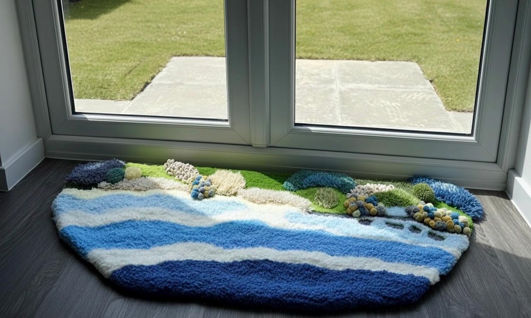Handmade Tufted Ocean Rug – 3D Coastal Beach Scene Mat - Etsy