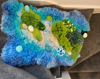 Handmade 3D Moss Rug, Botanical Forest Floor Decor