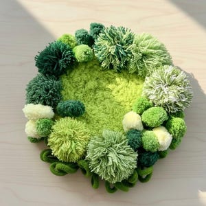 Handmade Green Mug Rug | Nature Inspired Fiber Art Mini Tray