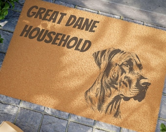 Felpudo de gran danés, felpudo de bienvenida para amantes de las mascotas, decoración del hogar de gran danés, felpudo de bienvenida, felpudo para perros grandes, felpudo de fibra de coco