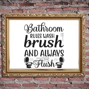 Bathroom Use Rules Sign – Funny, Modern, or Farmhouse Style Bathroom Wall Decor