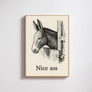 Funny Donkey Bathroom Art Print: Vintage Animal Poster (Digital Download)