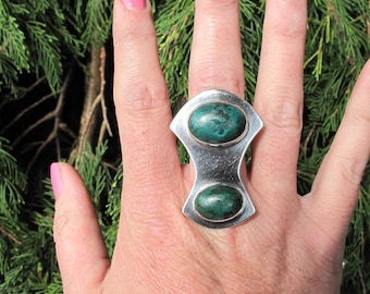 Silver Malachite Statement Ring