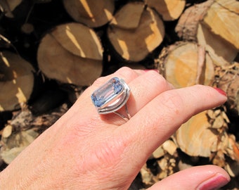 Vintage Synthetic Blue Spinel Statement Ring