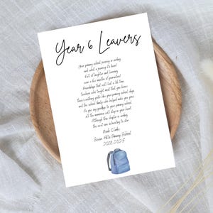 Year 6 Leaver Poem Template, editable digital file download using Canva.