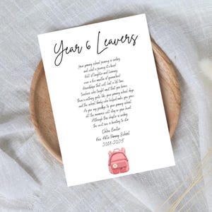 Year 6 Girls Leaver Poem Template, editable digital file download using Canva.