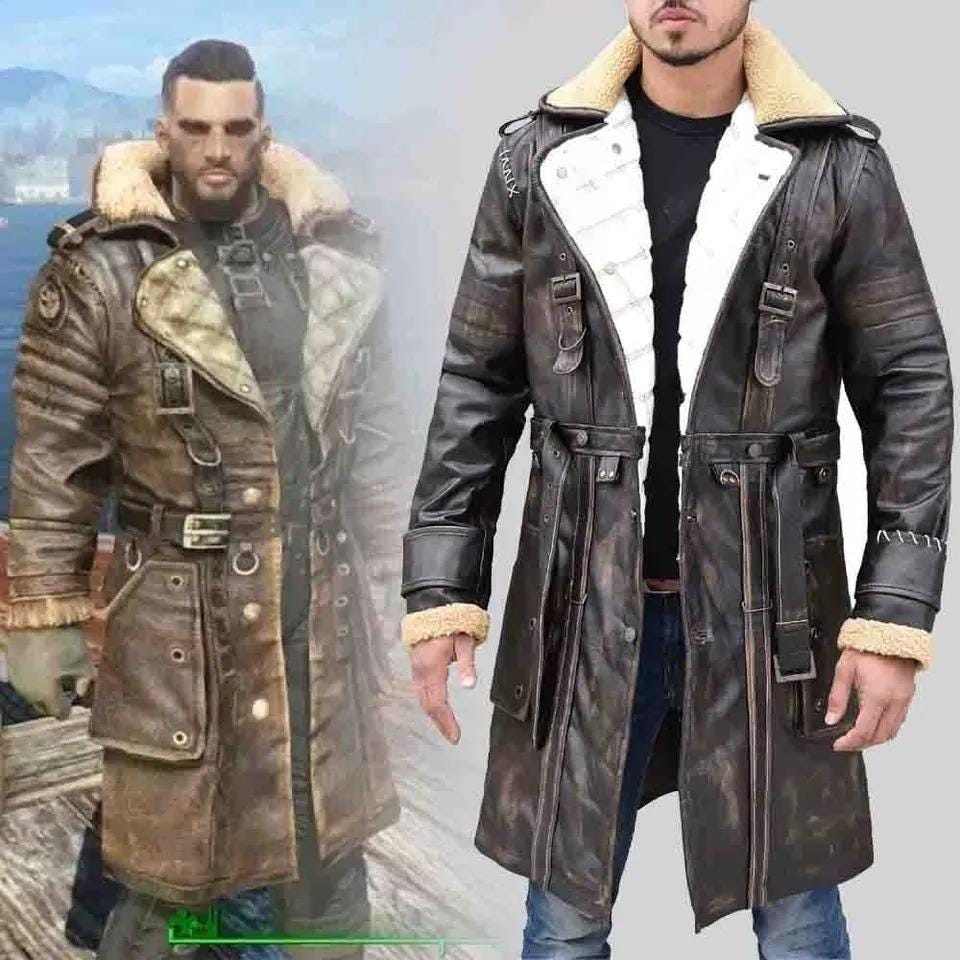 Fallout 4 Arthur Maxson Brown Leather Coat – Cosplay Costume - Etsy
