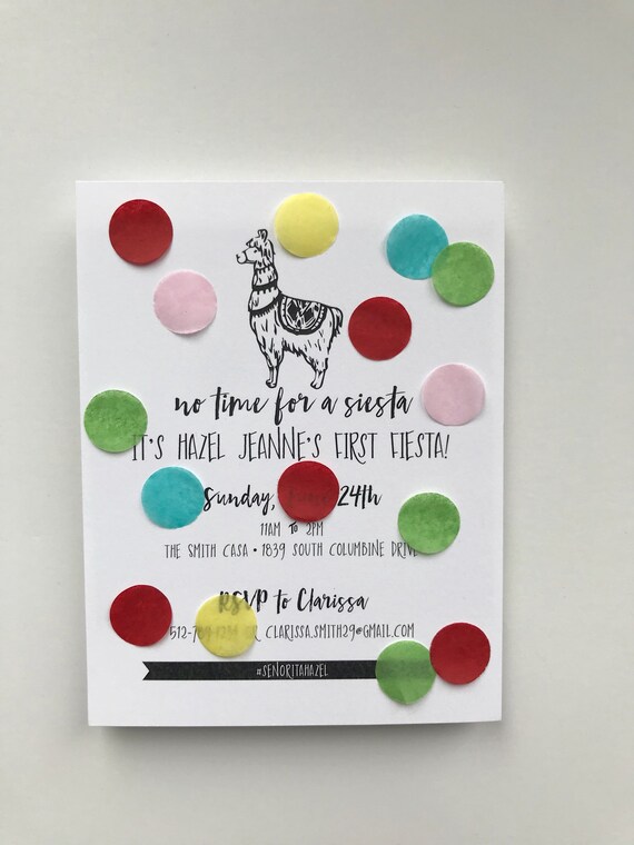 1st fiesta birthday party invitation handmade confetti etsy