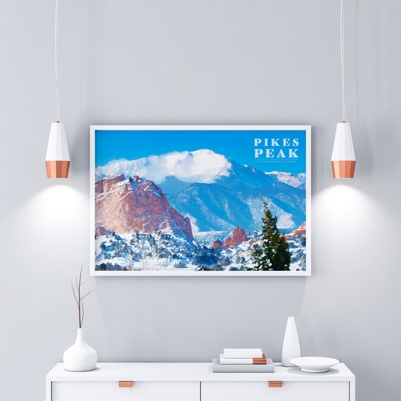 Pikes Peak Vintage Poster Vintage Colorado Destination Wall Etsy