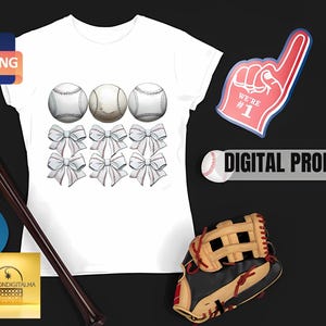 Coquette Vintage Baseball Bow PNG, Game Day Sublimation Design