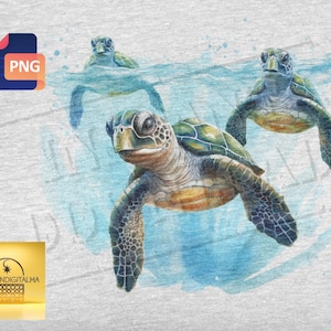 Sea Turtle Sublimation PNG – Ocean Animal Watercolor Design for T-Shirts & Tumblers