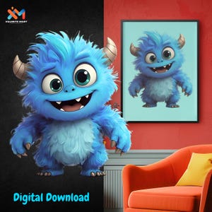 Design di sublimazione di mostri dei cartoni animati carini / Clipart divertenti per bambini kawaii / Download digitale per magliette, tazze e decorazioni murali per la cameretta dei bambini