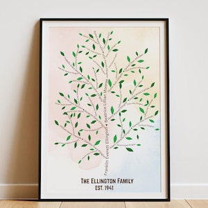 Custom Family Tree Portrait 5 generations Printable | Genealogy Template | Ancestral Chart | Family History Chart | Gift for grandparents
