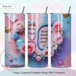 Nurse Mom Tumbler Wrap: Floral Heart Design (PNG, PDF)