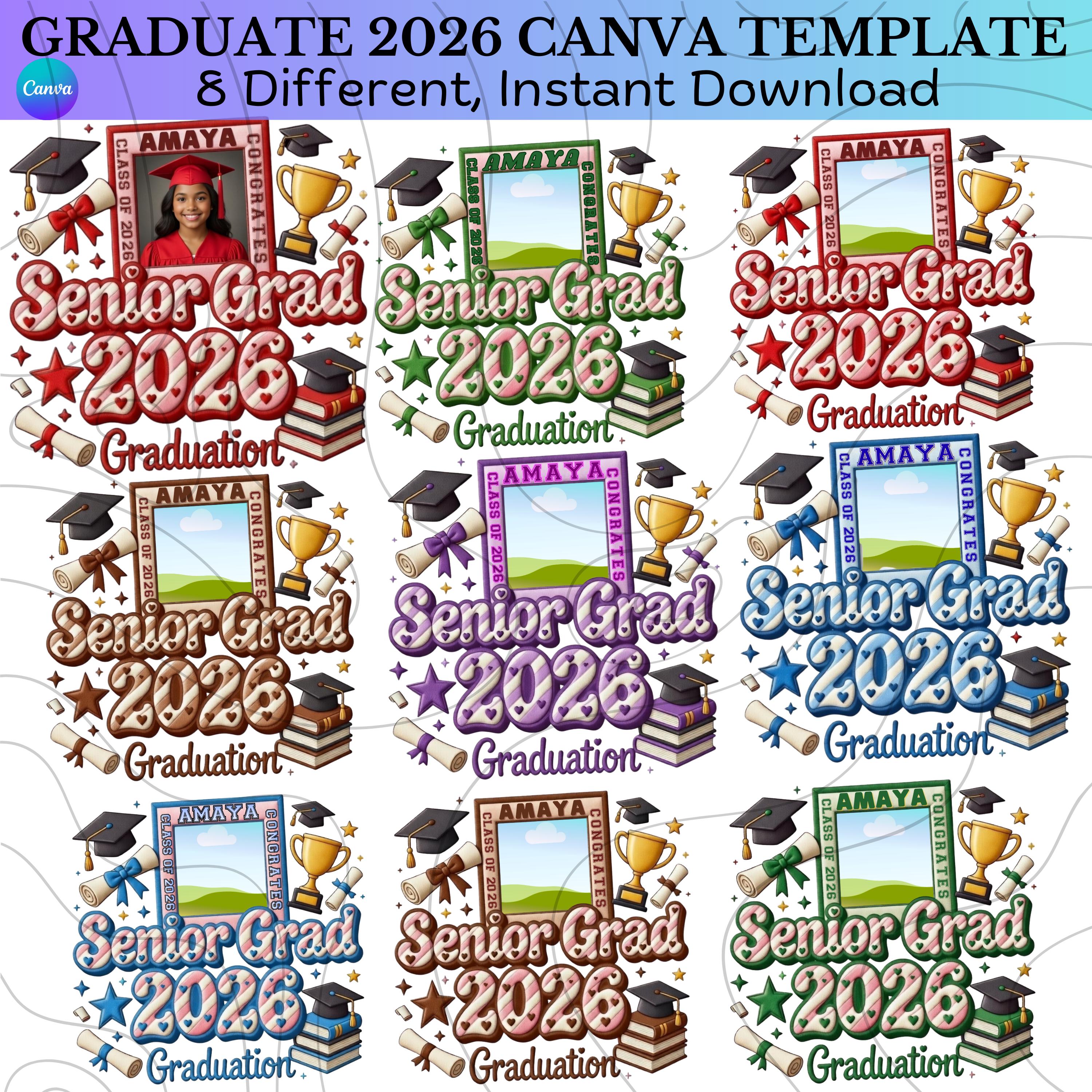 Graduate 2026 Editable Canva Template Bundle, Senior Class of 2026 ...