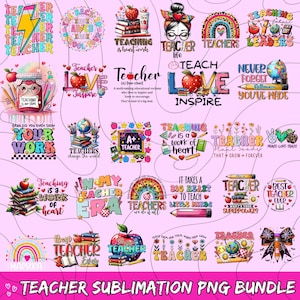 Teacher Clipart Bundle PNG, 30 Teacher Shirt PNG Designs, Coquette cute pencil clipart, Cute teacher Sublimation png, classroom clipart