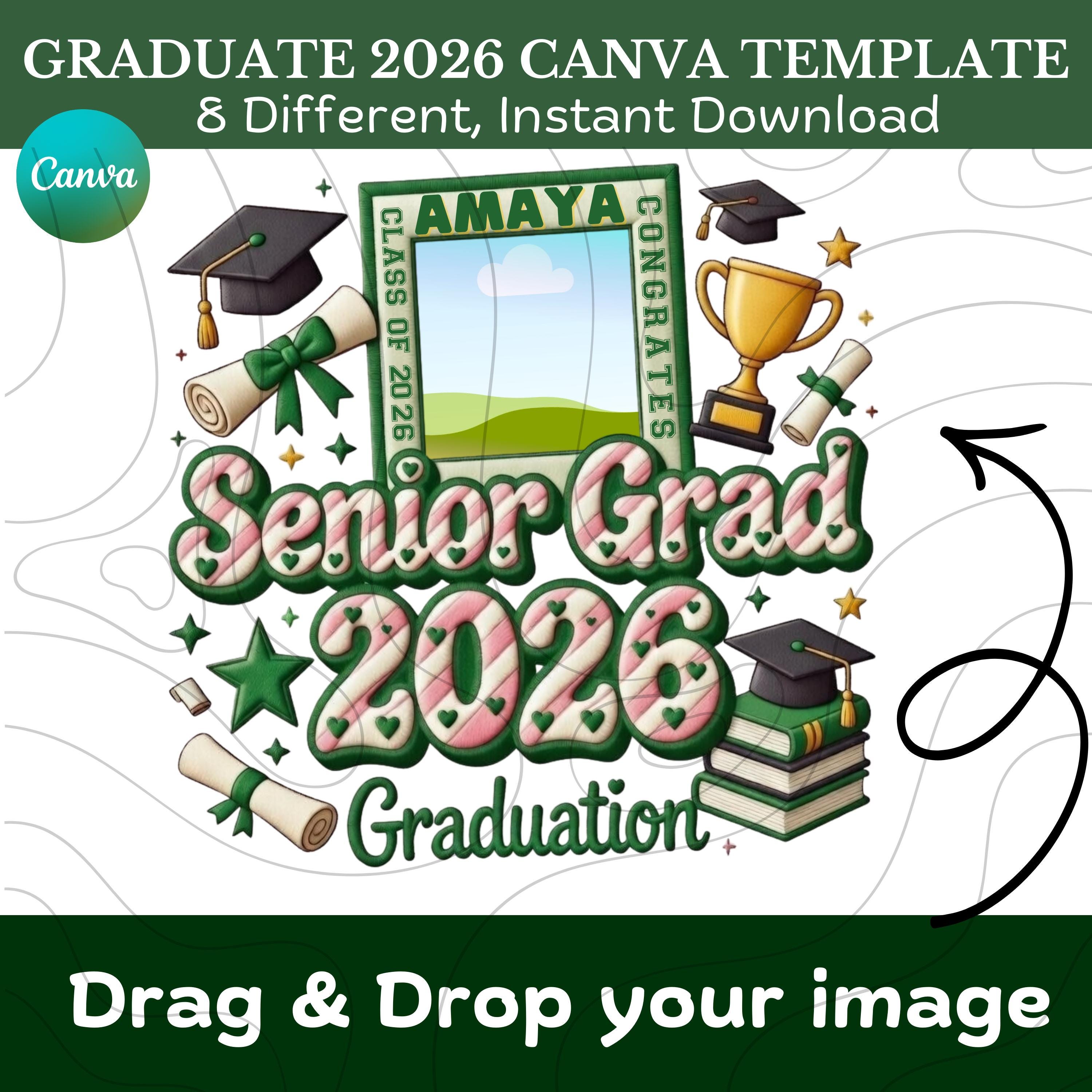 Graduate 2026 Editable Canva Template Bundle, Senior Class of 2026 ...