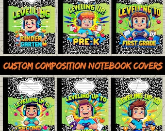 Composition NoteBook Covers | Preppy Back to School Boys Notebook Printable | Digital Mega Bundle | Pre-K to 4th Grade PNG, Digital Download