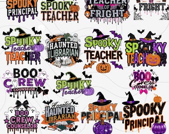 Spooky Teacher Halloween PNG Bundle, Trick or Teach PNG, Ghost Teacher Shirt Design, Sublimation Download