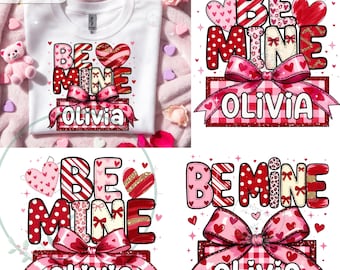 Coquette noeud Saint-Valentin PNG, nom personnalisé, conception de coeur de bonbons (téléchargement numérique)