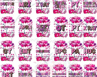 Lot d'infirmières PNG pour la Saint-Valentin, infirmière autorisée, assistante médicale infirmière infirmière autorisée png, conception de la Saint-Valentin coquette infirmière, téléchargement numérique pour sublimation de soins de santé