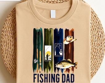Fishing Dad T-Shirt Design, Fathers Day Gift for Fisherman, Rustic Cowboy Fishing PNG, Bass Fish Sublimation, Dad Life Digital Download