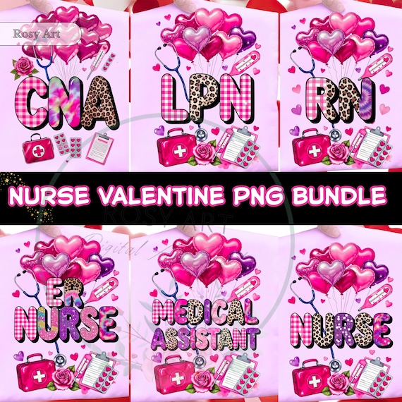 Valentine Nurse PNG Bundle, rn, LPN NP Medical Assistant png, Coquette Nurse Valentine Design, Healthcare Sublimation Digital Download