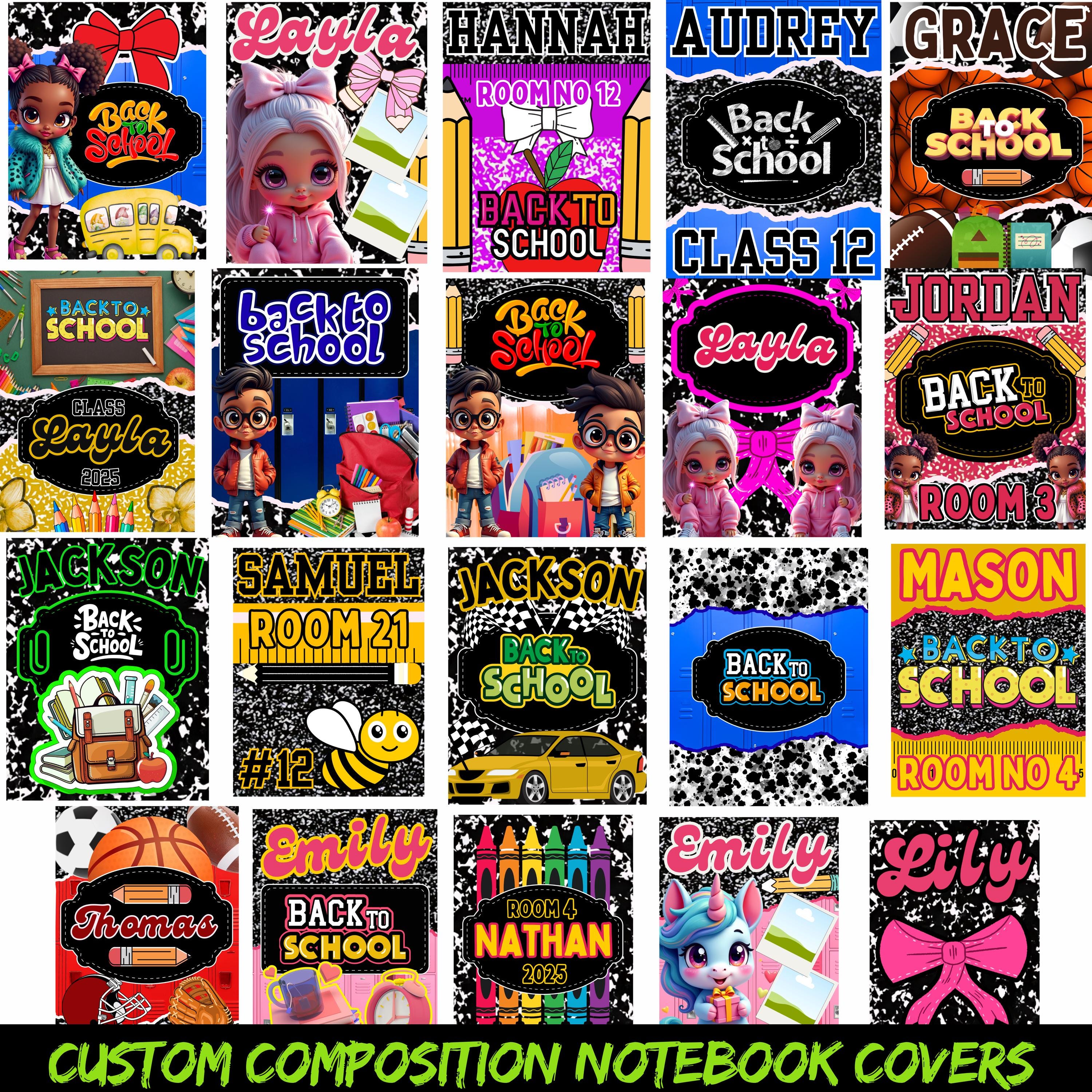 Editable Composition Notebook Covers Canva Templates, Back to School ...