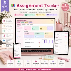 Assignment Tracker Web App, Digital Student Assignment Planner, Homework & Study Organizer,  Academic Calendar, College Study Tracker
