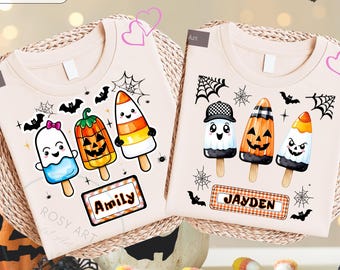 PNG de Halloween para niños, diseño personalizado de bolsa de dulces, sublimación de maíz dulce de calabaza fantasma adorable, bolsa de Halloween PNG