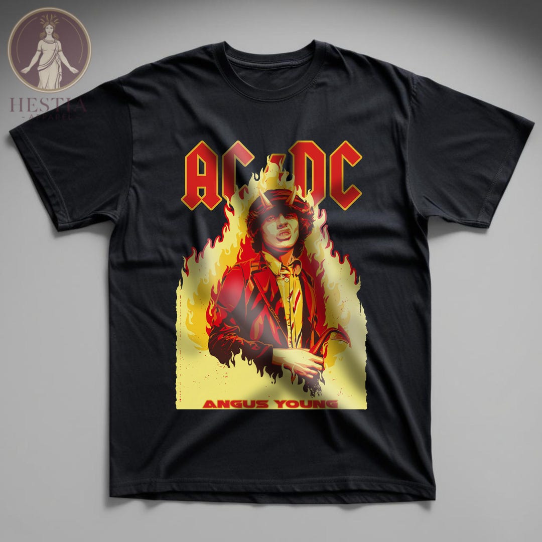 AC/DC Angus Young Horns Black Rock and Roll Music Band T-shirt, ACDC ...